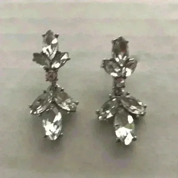 Charter Club new Silver Tone Crystal Drop Earrings - Picture 2 of 8